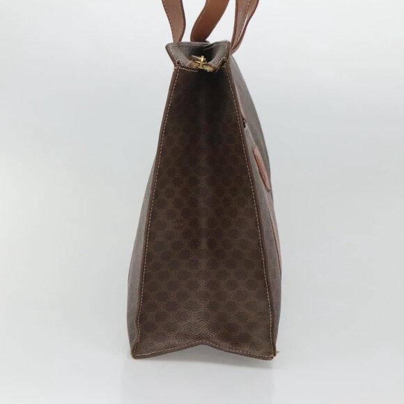CELINE Macadam Canvas Tote Bag PVC Leather Brown Gold Auth bs25457 - Picture 5 of 16